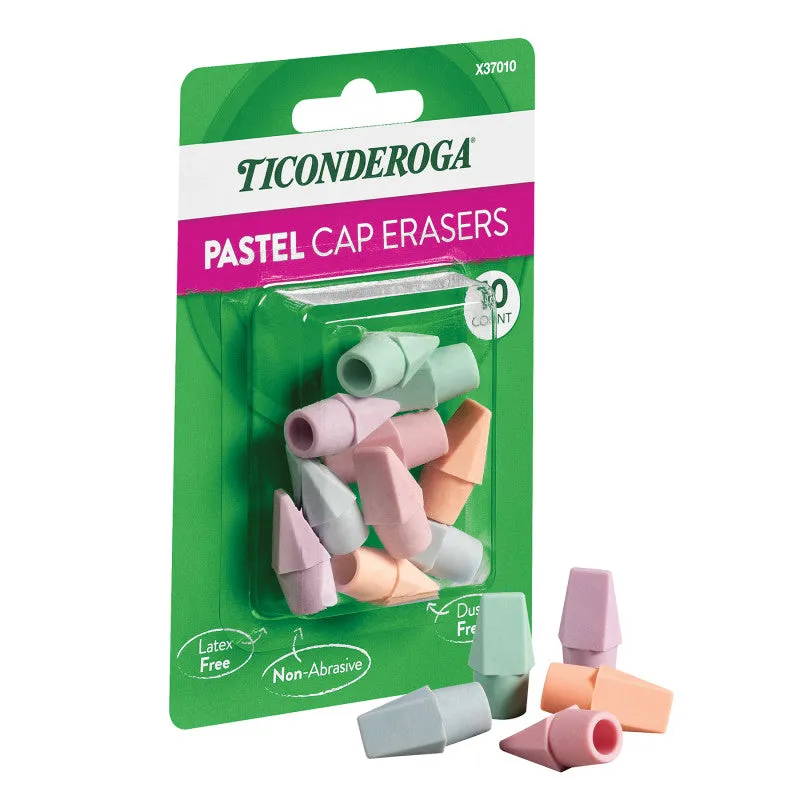 10Ct Pastel Cap Eraser Ticonderoga (Pack of 12)