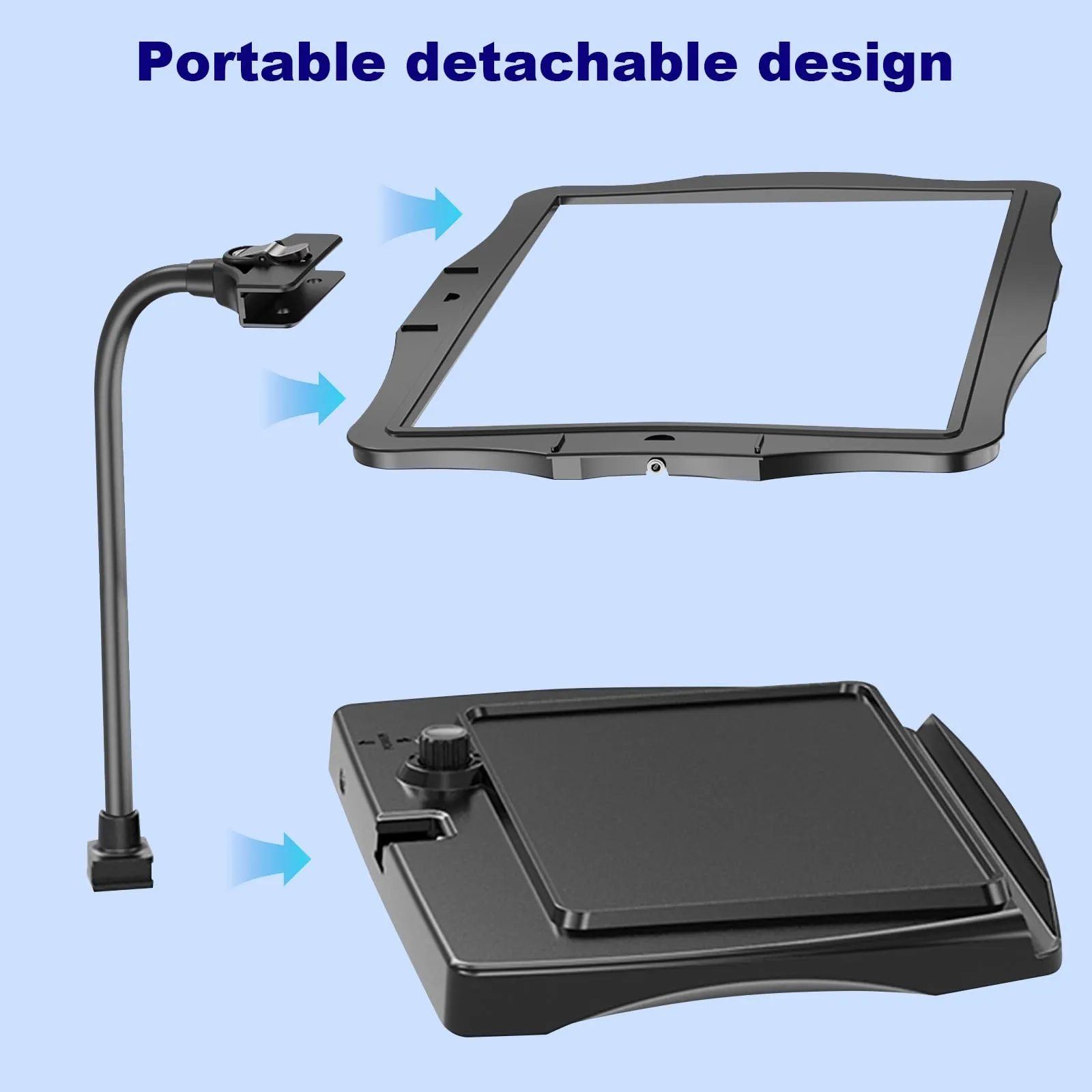 10X Square Magnifying Glass with Light and Stand, Real Glass LED Illuminated Magnifying Glass, 5 Color Modes Continuously Dimmable, Hands-Free Mag Desk Lamp with Clamp for Reading Craft Hobby Closing Work, Black 8079-2