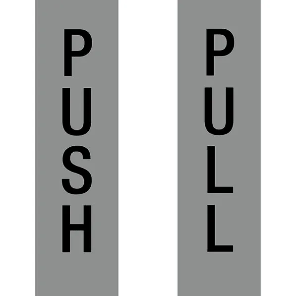 2 Pack Apli Pull Push Self Adhesive Sign Silver Sticker Decal
