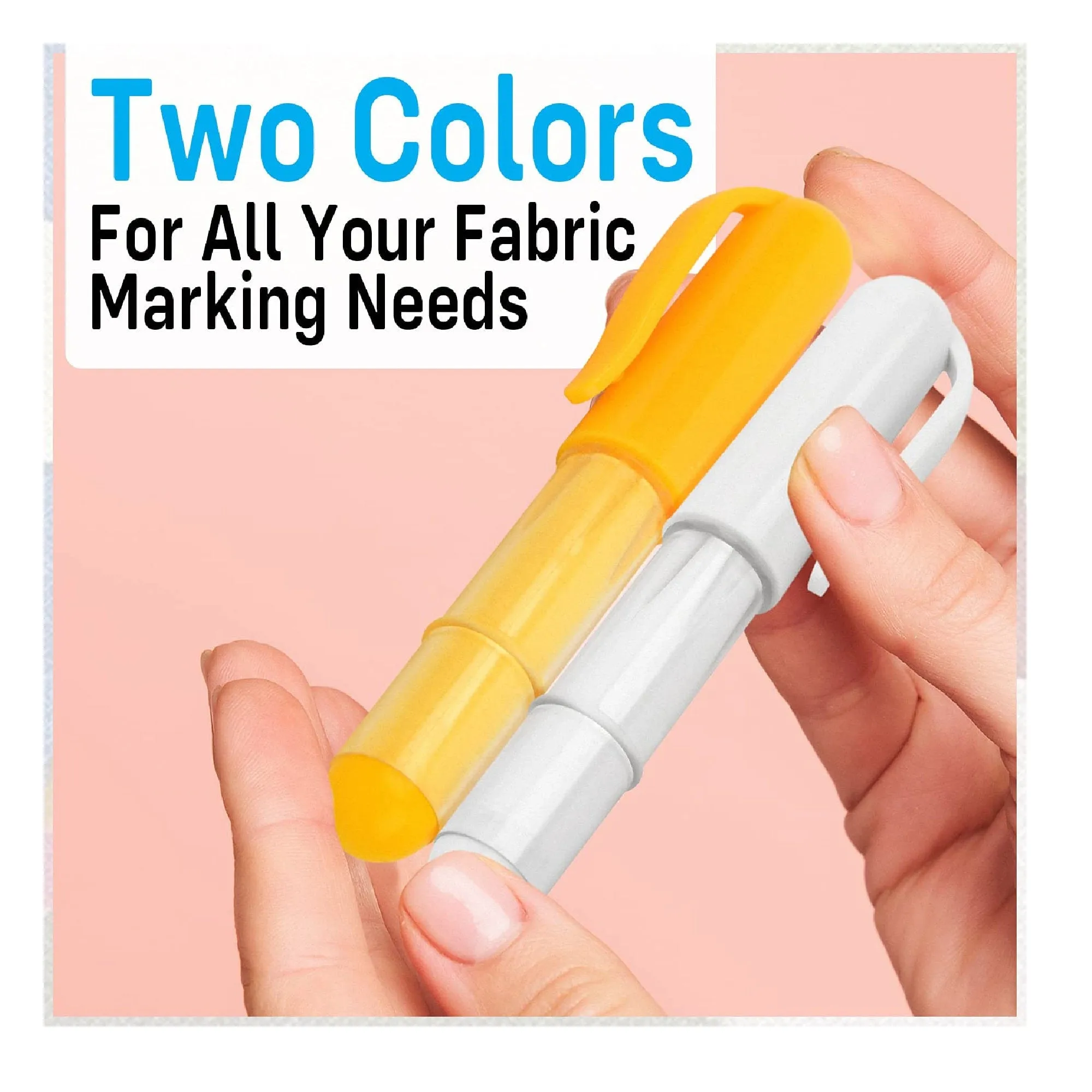 2 Pack | Fabric Chalk Markers For Sewing And Guilting | White And Yellow Fabric Sewing Chalk For Easy | Consistent Erasable Marking