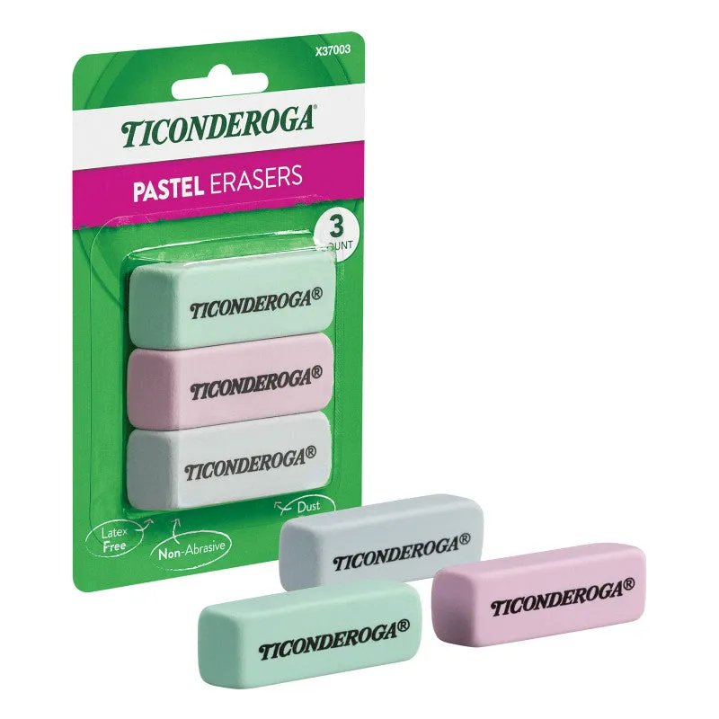 3Ct Pastel Wedge Eraser Ticonderoga (Pack of 12)