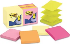3M Pop-Up Note Pad Refills 3 X 3 7 Canary Yellow & 7 Asst. Brights 100-Sheet Pads