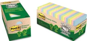 3M Recycled Notes' 3 X 3' Pastel' 24 75-Sheet Pads/Pack