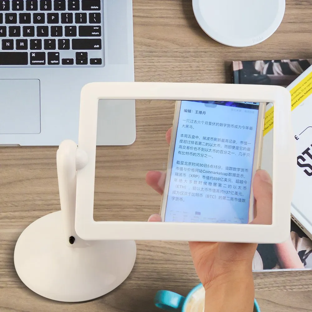 3X Large Full Page Magnifier Hands Free, 360° Rotatable Magnifying Glass with Light and Stand, Portable LED Magnifying Glass for Reading, Gifts for Seniors, Low Vision, Hands Free Reading White