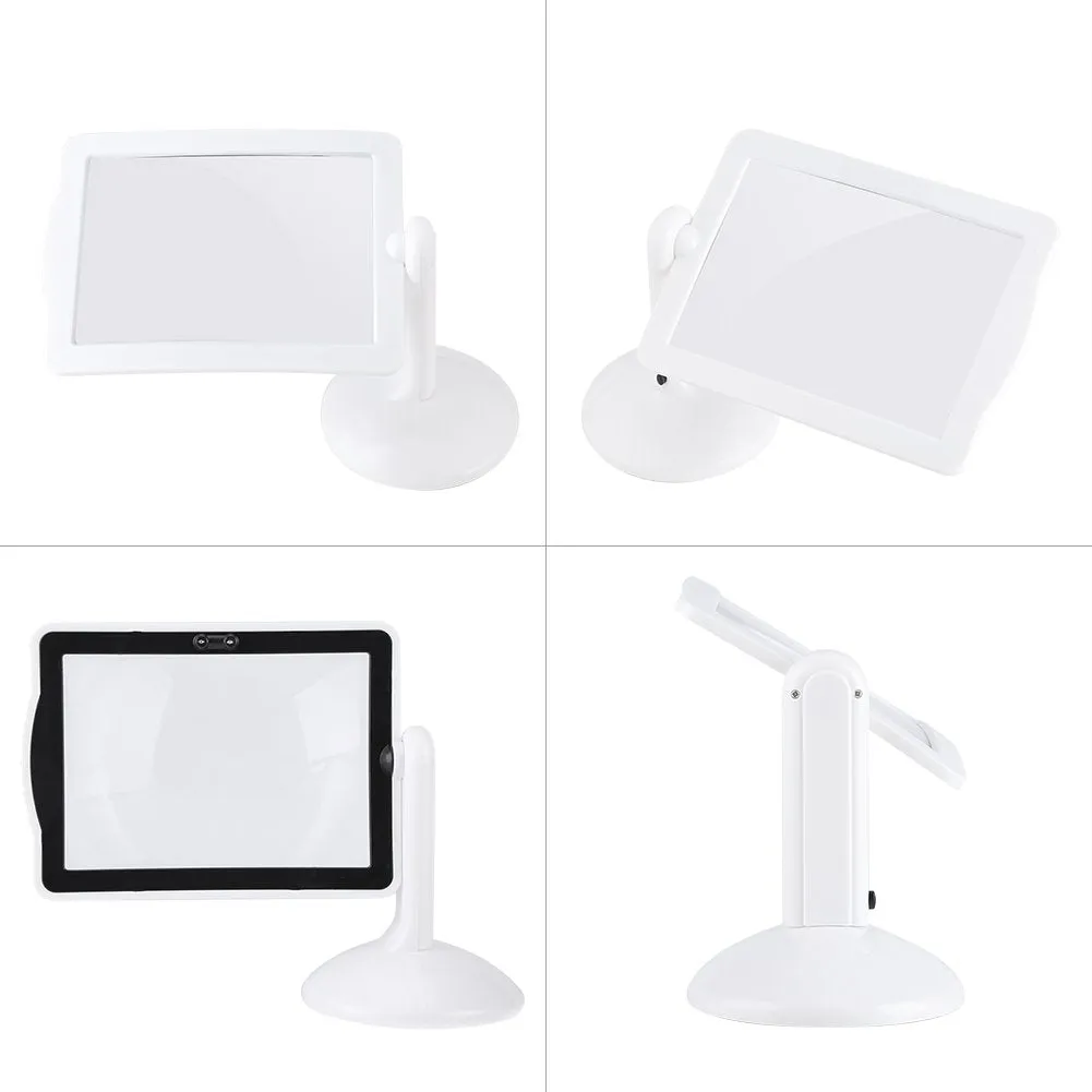 3X Large Full Page Magnifier Hands Free, 360° Rotatable Magnifying Glass with Light and Stand, Portable LED Magnifying Glass for Reading, Gifts for Seniors, Low Vision, Hands Free Reading White