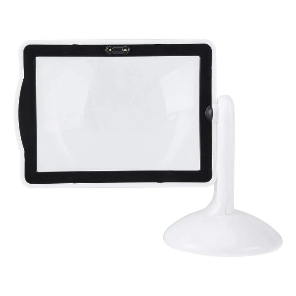 3X Large Full Page Magnifier Hands Free, 360° Rotatable Magnifying Glass with Light and Stand, Portable LED Magnifying Glass for Reading, Gifts for Seniors, Low Vision, Hands Free Reading White
