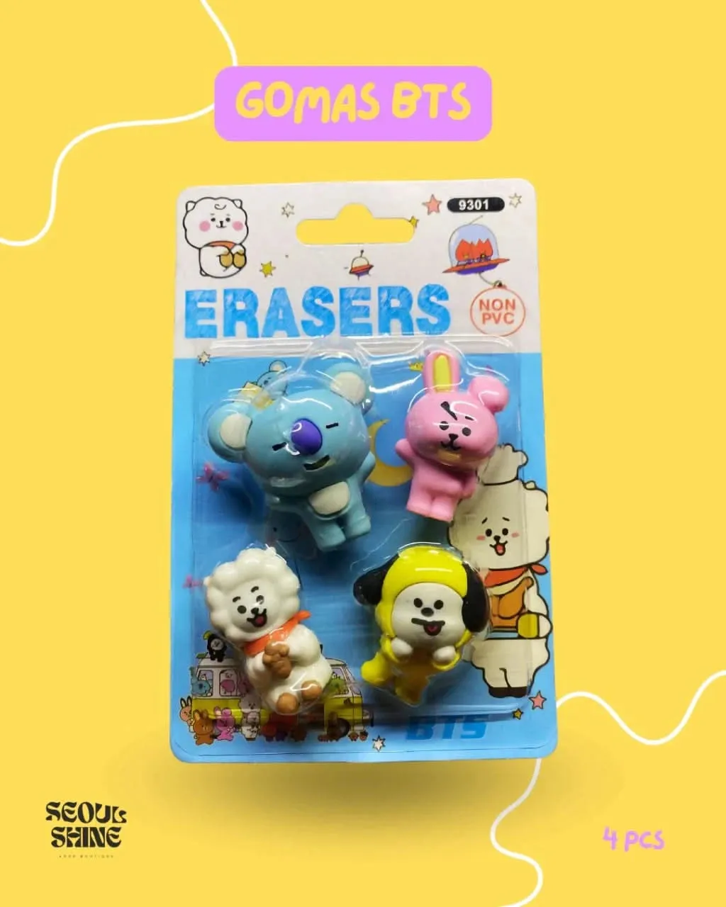 4 pcs School Erasers for kids