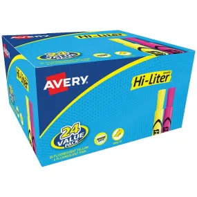 4 Pink 20 Yellow Fluores Hi-Liters (Pack of 2)