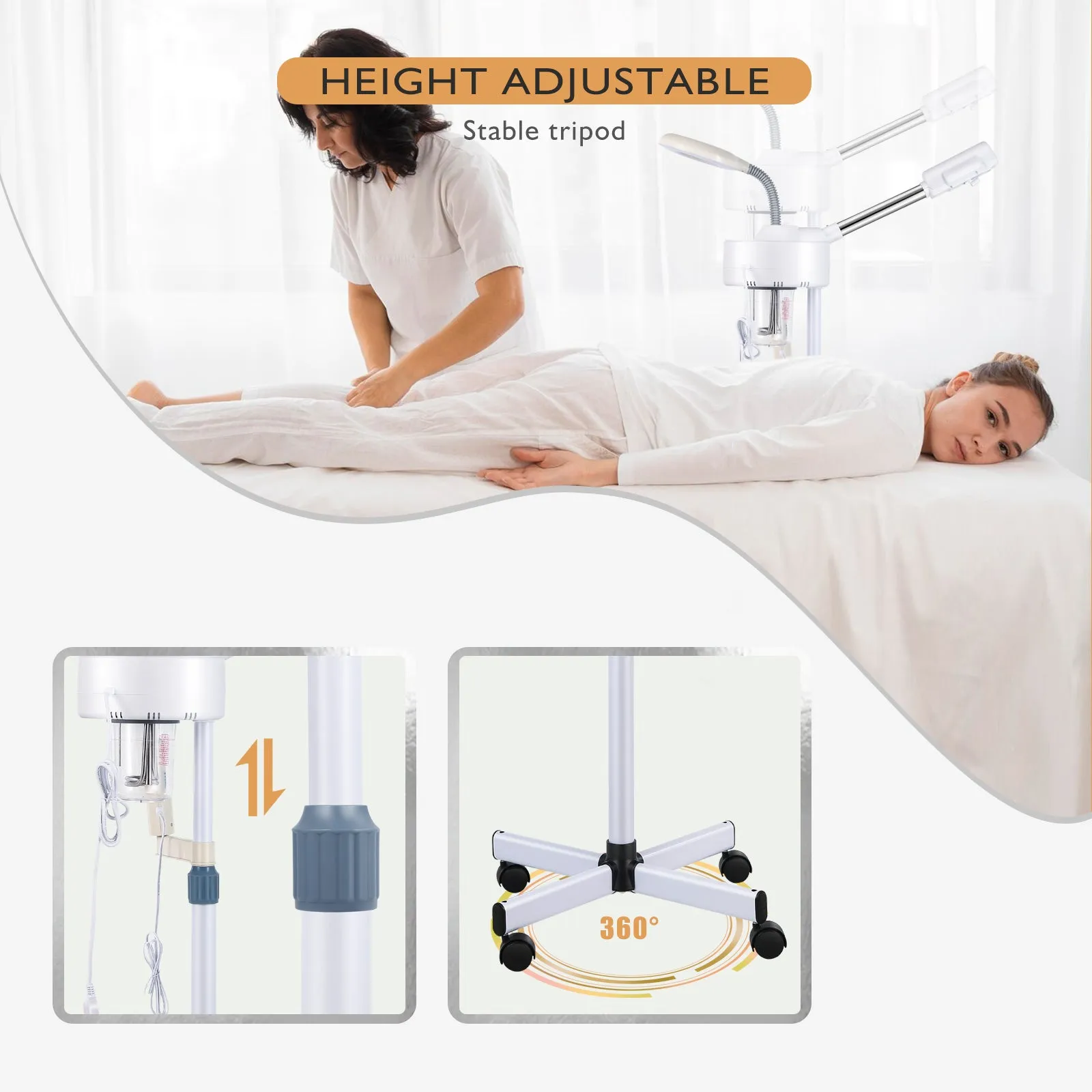 #4007 2 in1 Facial Steamer LED Magnifying Lamp Hot Ozone Beauty Salon Face Equipment