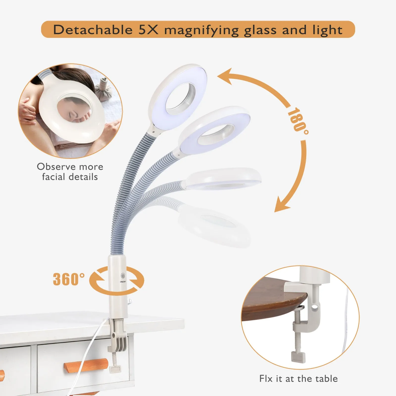 #4007 2 in1 Facial Steamer LED Magnifying Lamp Hot Ozone Beauty Salon Face Equipment