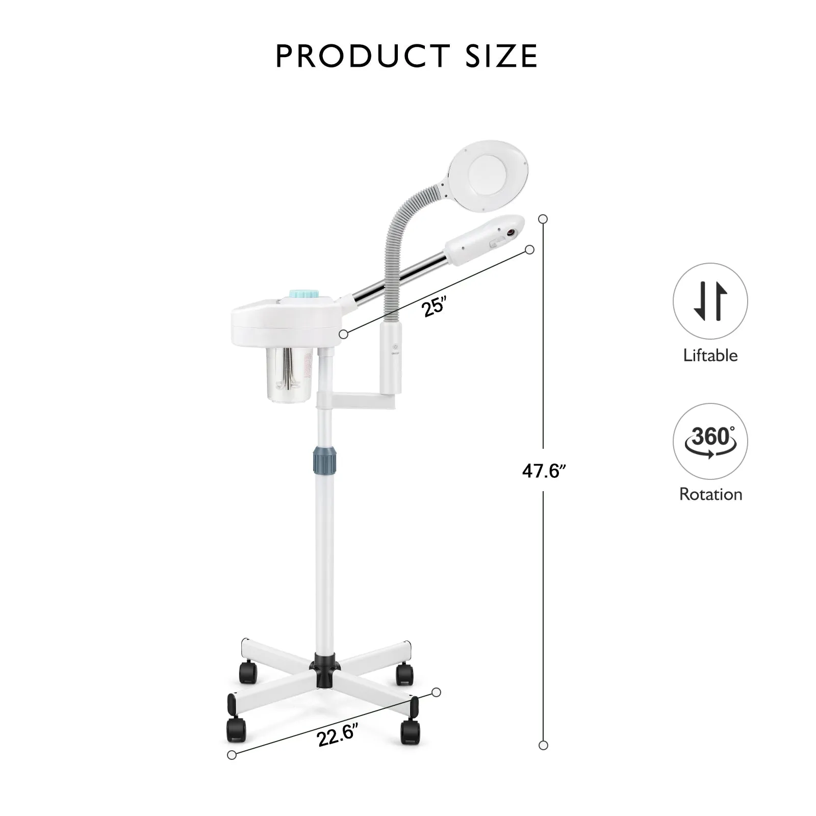 #4007 2 in1 Facial Steamer LED Magnifying Lamp Hot Ozone Beauty Salon Face Equipment