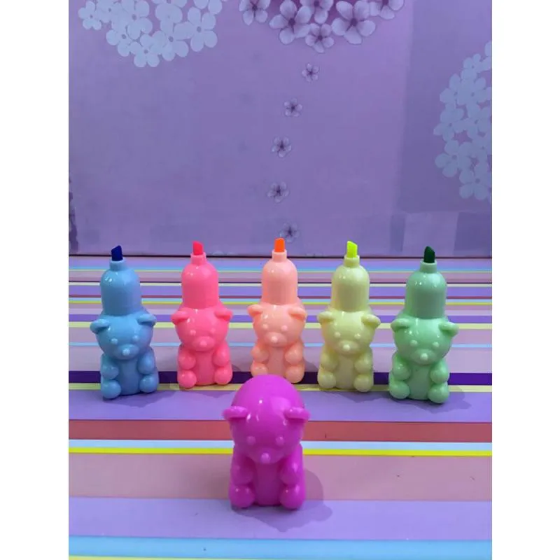 5 Colors Creative Teddy Bear Highlighter Pen Set GC-28