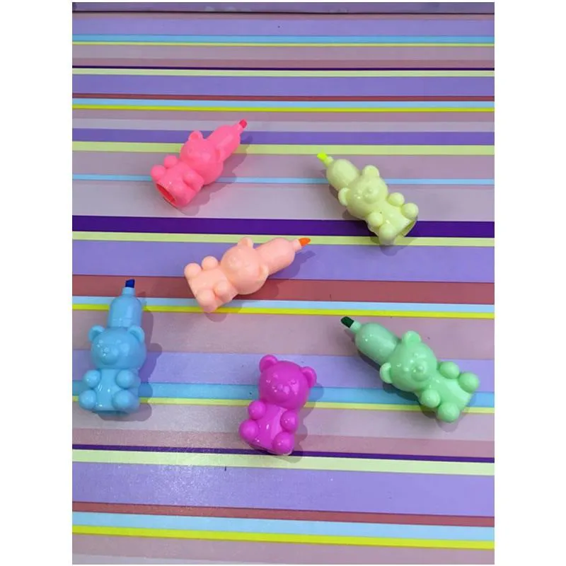 5 Colors Creative Teddy Bear Highlighter Pen Set GC-28