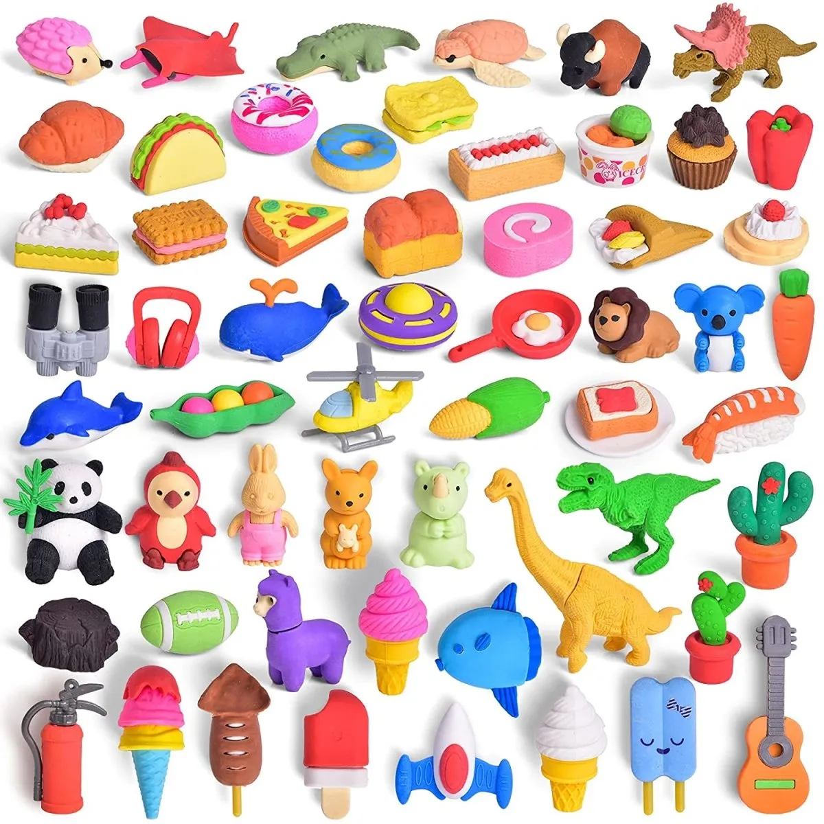 58 Pcs Animal & Food Erasers Gifts for Kids