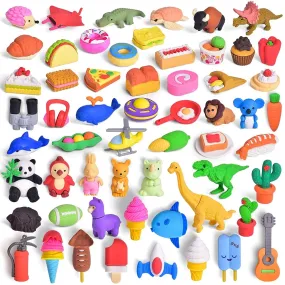 58 Pcs Animal & Food Erasers Gifts for Kids