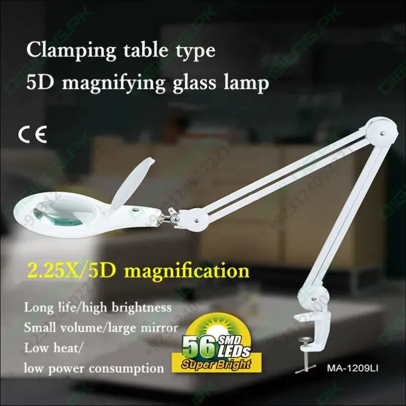 5d Clip Table Type Adjustable Magnifying Glass Lamp Work Lamp Led Lamp Reading Inspection Desk Lamp Ma-1209li