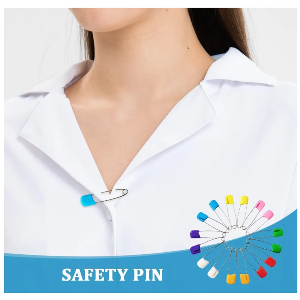 6-Piece Assorted Colors Locking Clasp Safety Pins My-496