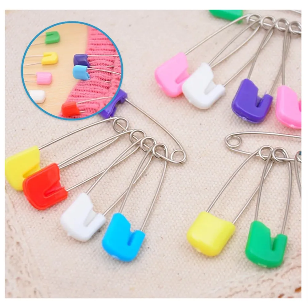 6-Piece Assorted Colors Locking Clasp Safety Pins My-496