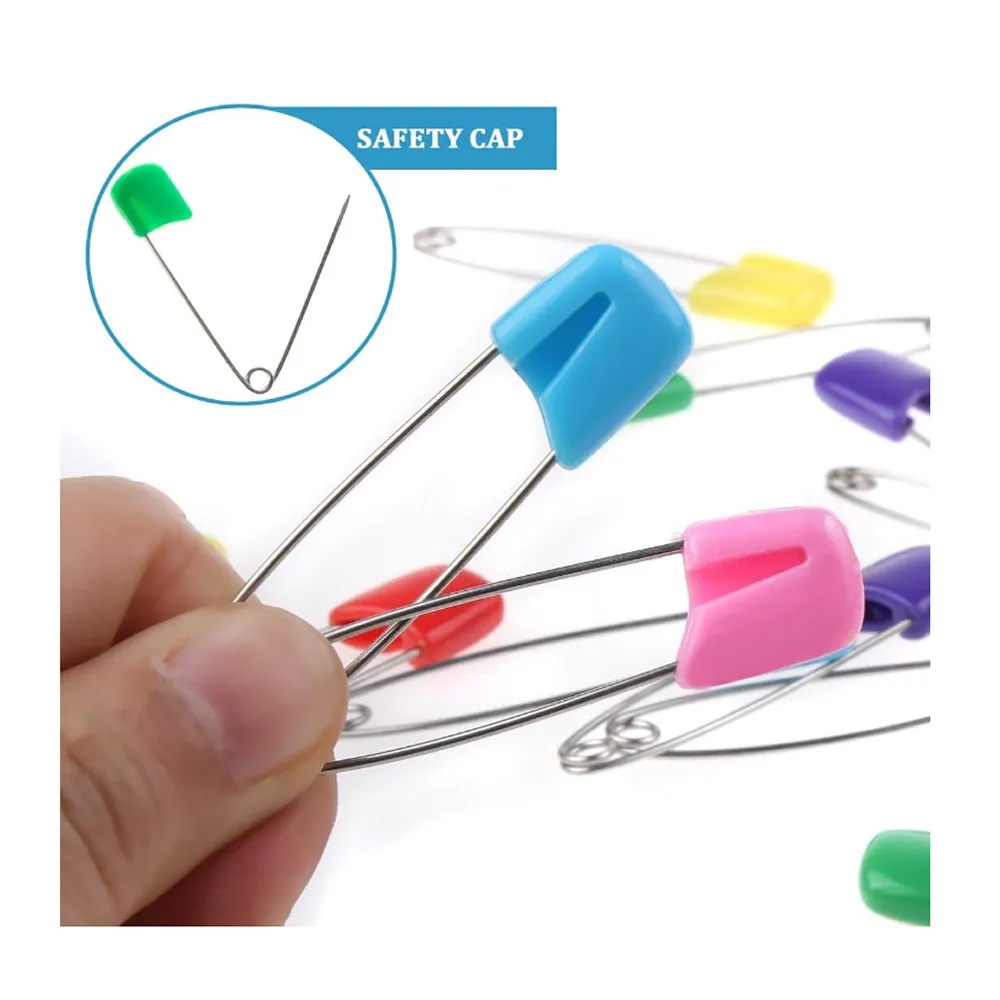 6-Piece Assorted Colors Locking Clasp Safety Pins My-496