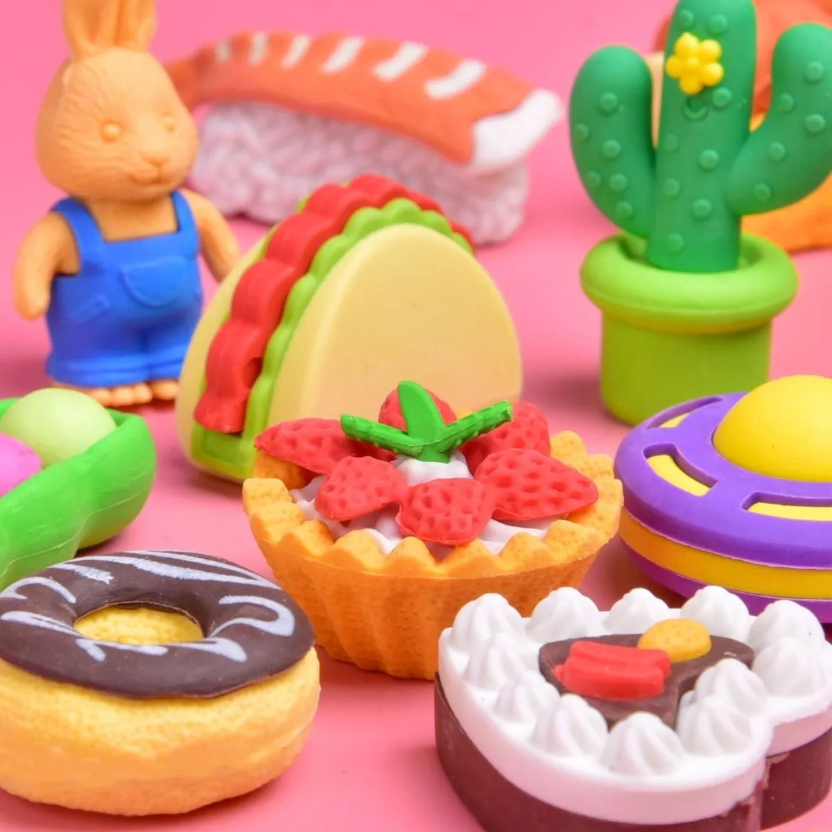 70 Pcs Puzzle Erasers: Animals Plants Desserts - Wholesale