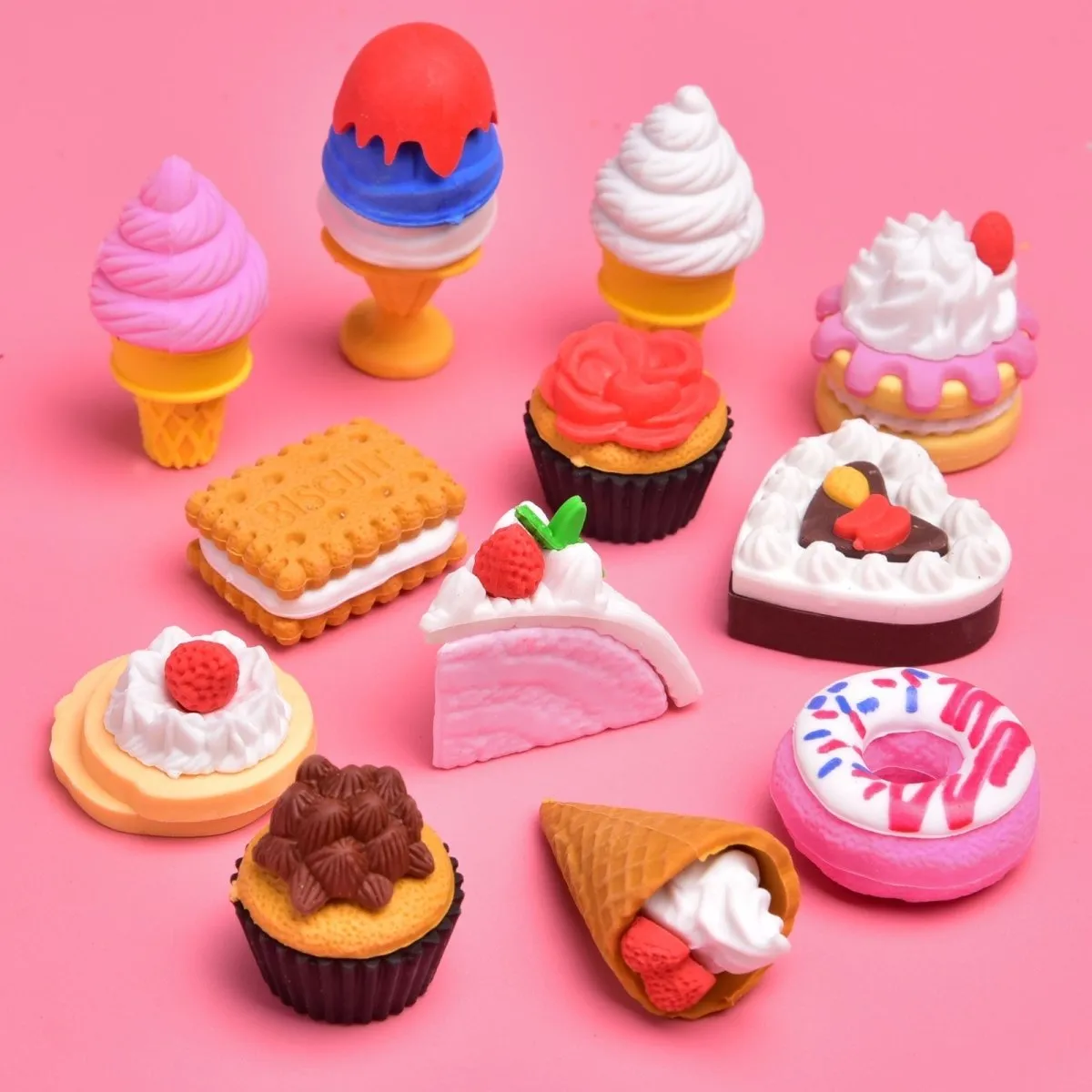 70 Pcs Puzzle Erasers: Animals Plants Desserts - Wholesale