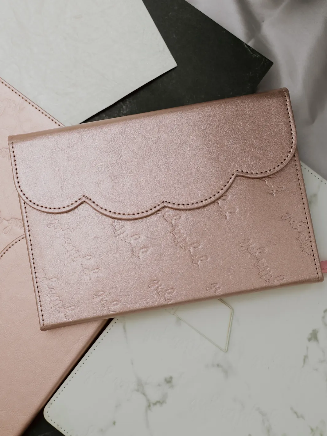 A5 Premium Lined Journal - Scalloped Closure- Shimmer Rose