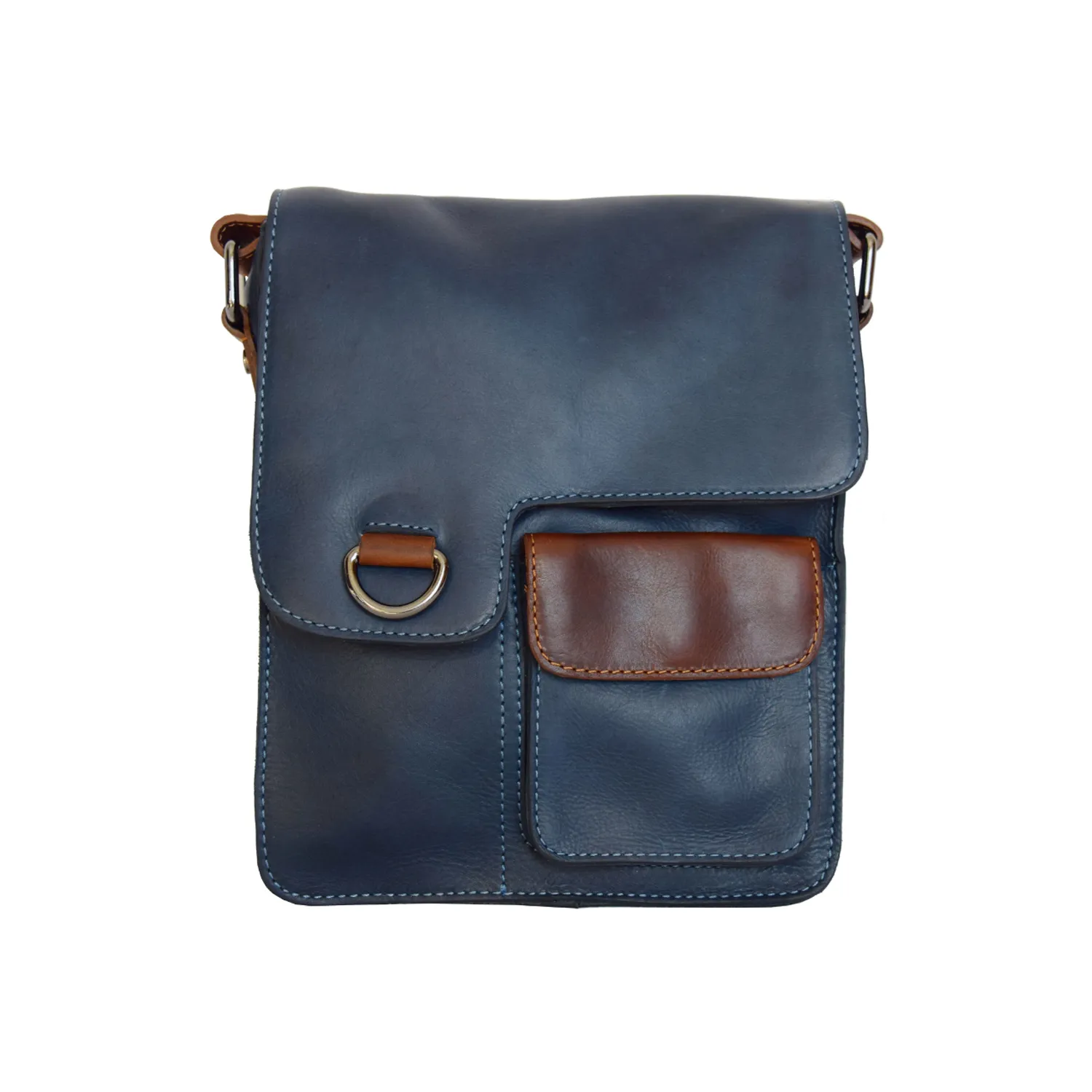 Adrian Klis Leather Small Messenger Bag 1728B - Blue
