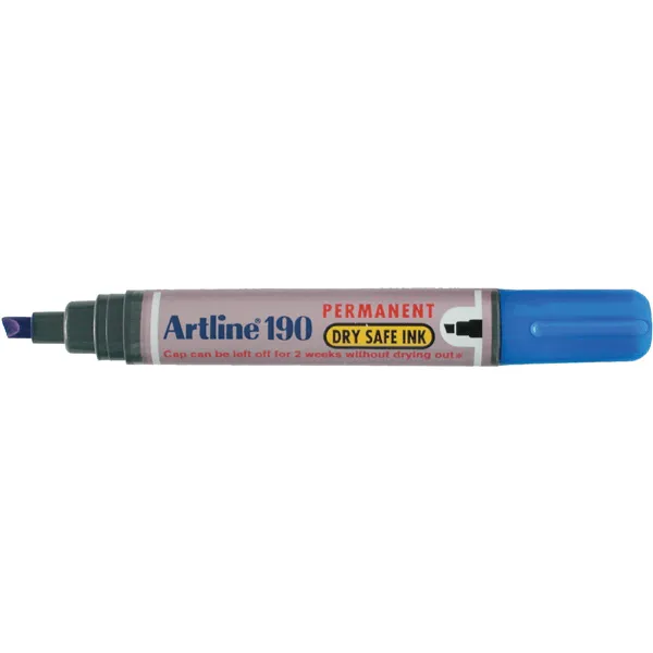 Artline 190 Permanent Marker 5mm Chisel Nib Blue Box 12