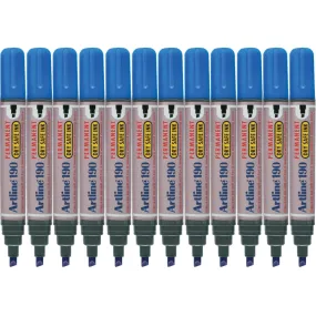 Artline 190 Permanent Marker 5mm Chisel Nib Blue Box 12