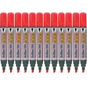 Artline 190 Permanent Marker 5mm Chisel Nib Red Box 12