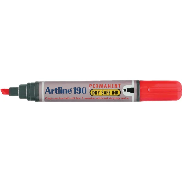 Artline 190 Permanent Marker 5mm Chisel Nib Red Box 12