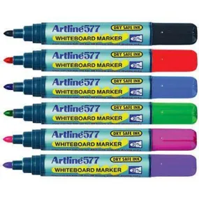 Artline 577 Whiteboard Marker 2Mm Bullet Assorted Wallet 6 Hangsell