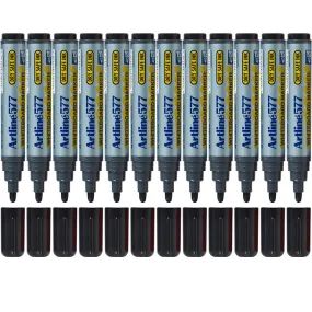 Artline 577 Whiteboard Marker 2mm Bullet Black Box 12 Bulk