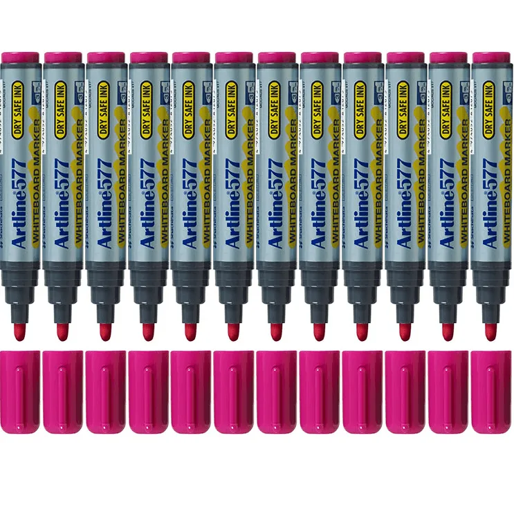 Artline 577 Whiteboard Marker 2mm Bullet Tip Pink Box 12 Bulk