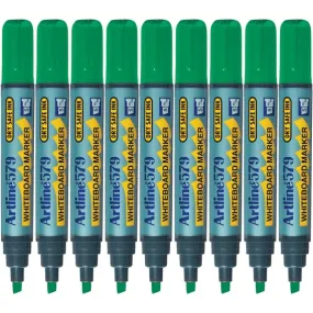 Artline 579 Whiteboard Marker 5mm Chisel Tip Green Box 9