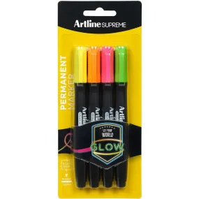 Artline Supreme Glow Marker Assorted Pack 4