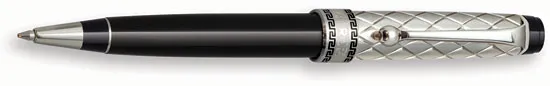 Aurora Optima Riflessi Black Barrel and Sterling Silver Cap Ballpoint