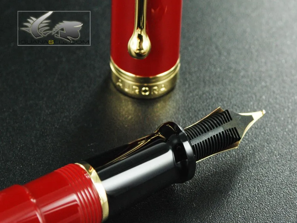 Aurora Talentum Burgundy w/ Gold Trim Bold Point Fountain Pen - AU-D12X-B