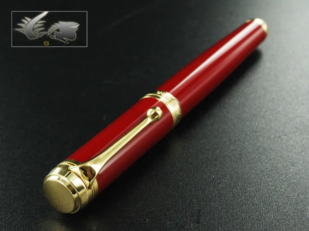 Aurora Talentum Burgundy w/ Gold Trim Bold Point Fountain Pen - AU-D12X-B