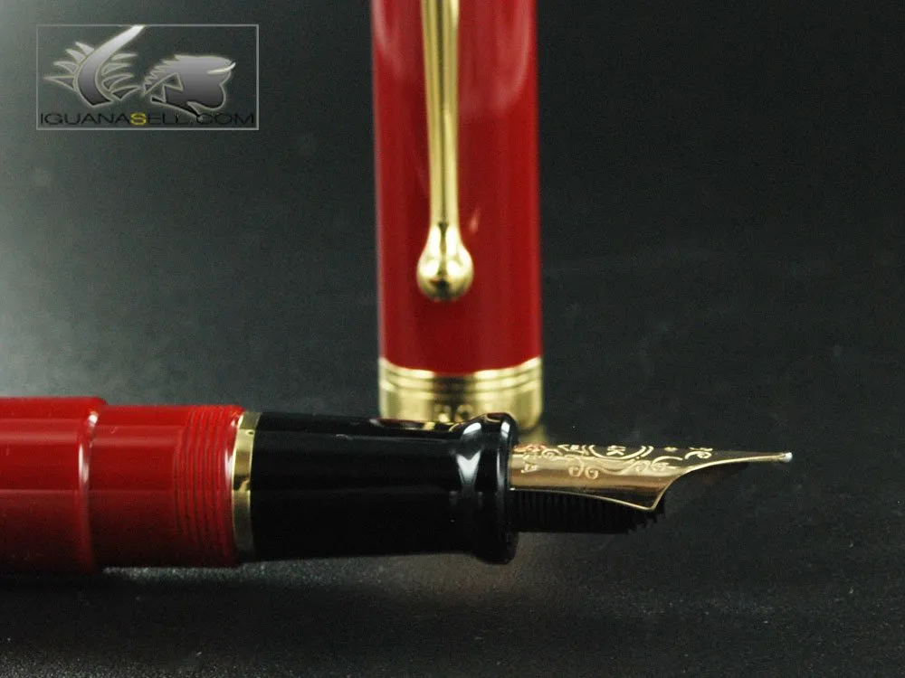 Aurora Talentum Burgundy w/ Gold Trim Bold Point Fountain Pen - AU-D12X-B