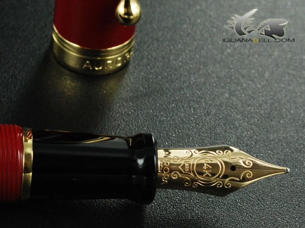 Aurora Talentum Burgundy w/ Gold Trim Bold Point Fountain Pen - AU-D12X-B