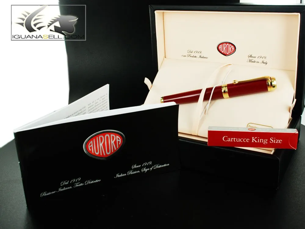 Aurora Talentum Burgundy w/ Gold Trim Bold Point Fountain Pen - AU-D12X-B