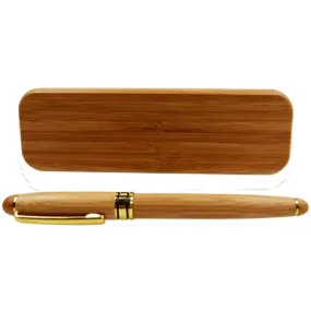 Bamboo Fountain Pen & Case (0.7mm Nib)