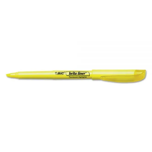 BIC Brite Liner Highlighter, Chisel Tip, Fluorescent Yellow, Dozen