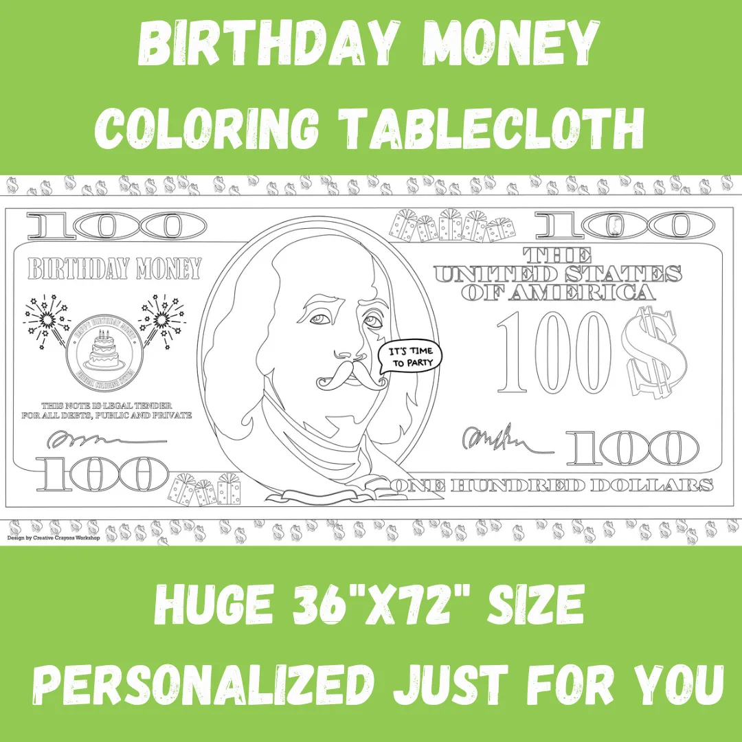 Birthday Money Coloring Tablecloth
