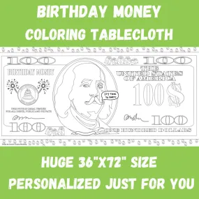 Birthday Money Coloring Tablecloth