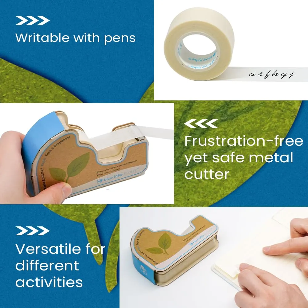 Blue Lake: Tape Dispenser with Plant-Based Tape Rolls – Plastic-Free, Sustainable, and Refillable