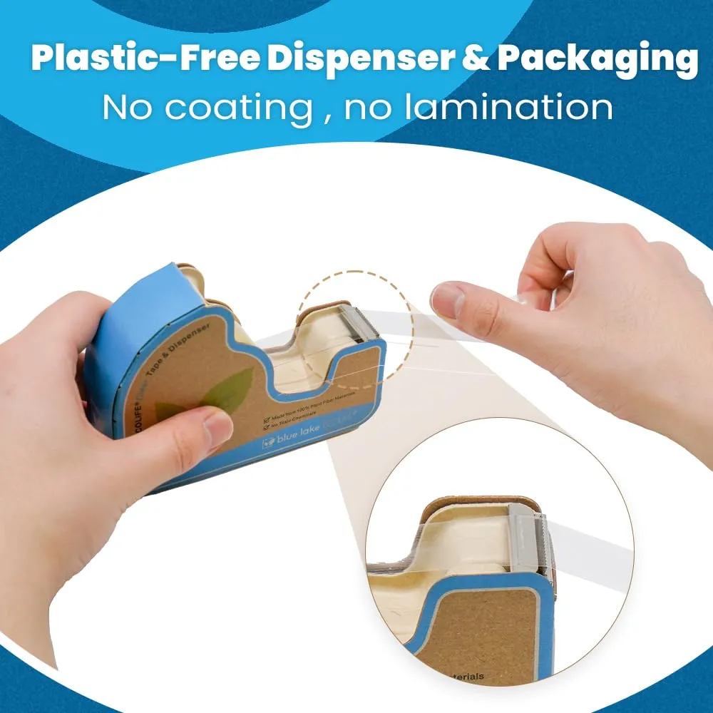Blue Lake: Tape Dispenser with Plant-Based Tape Rolls – Plastic-Free, Sustainable, and Refillable
