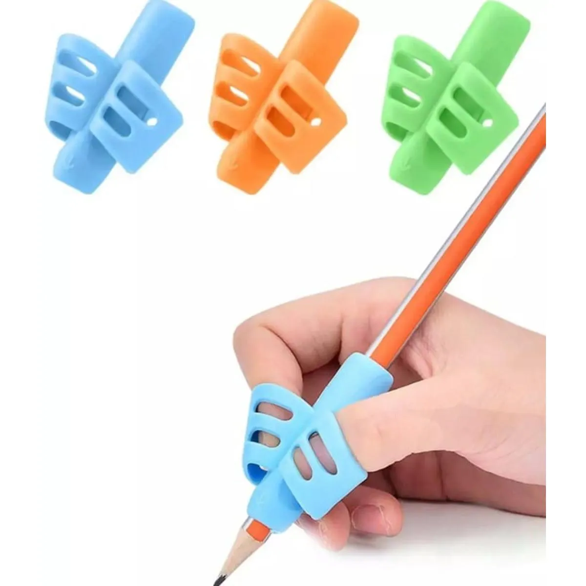 Children Pencil Holder Tools Silicone Two Finger Ergonomic Posture Correction Tools Pencil Grip Writing Aid Grip Correction School Supplies