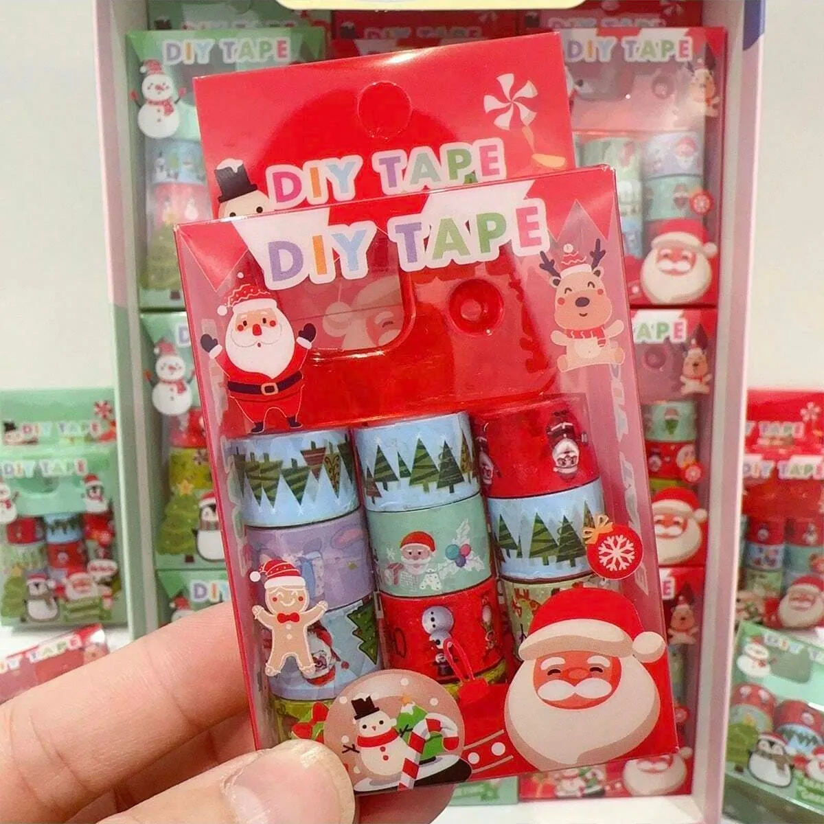 Christmas Theme Washi Sticker Tape Rolls with Dispenser
